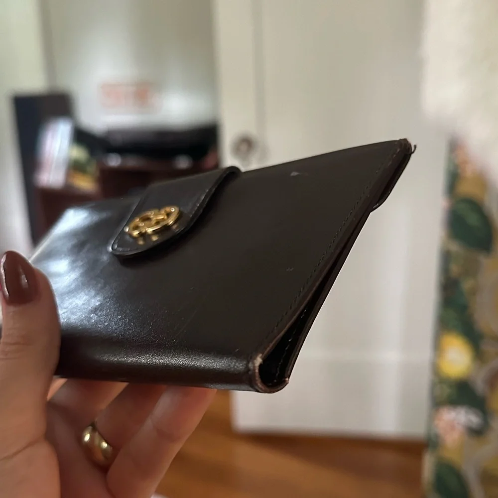 Rare GUCCI Gilt Clasp Brown Leather Wallet 1970s - Picture 8 of 8